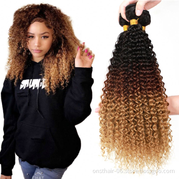 Afro Kinky Curly Ombre hair bundles Synthetic hair Super Long Curl Blonde Brown Bundles With Hair Extensions